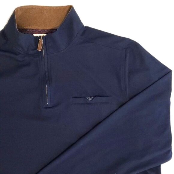 Other - Age Of Wisdom Men Pullover Half Zip Sweater Blue Brown XXL/TTG